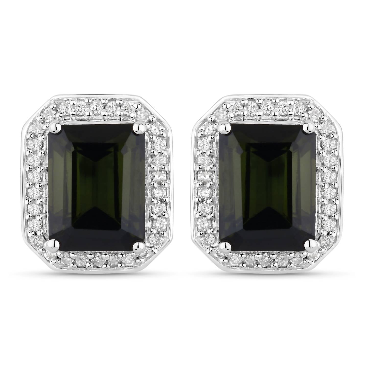 Diana M Jewels Women's Octagon Natural Tourmaline Stud Earrings (3.57 Ct) - Signature Plus in 14k white gold - women's jewelry