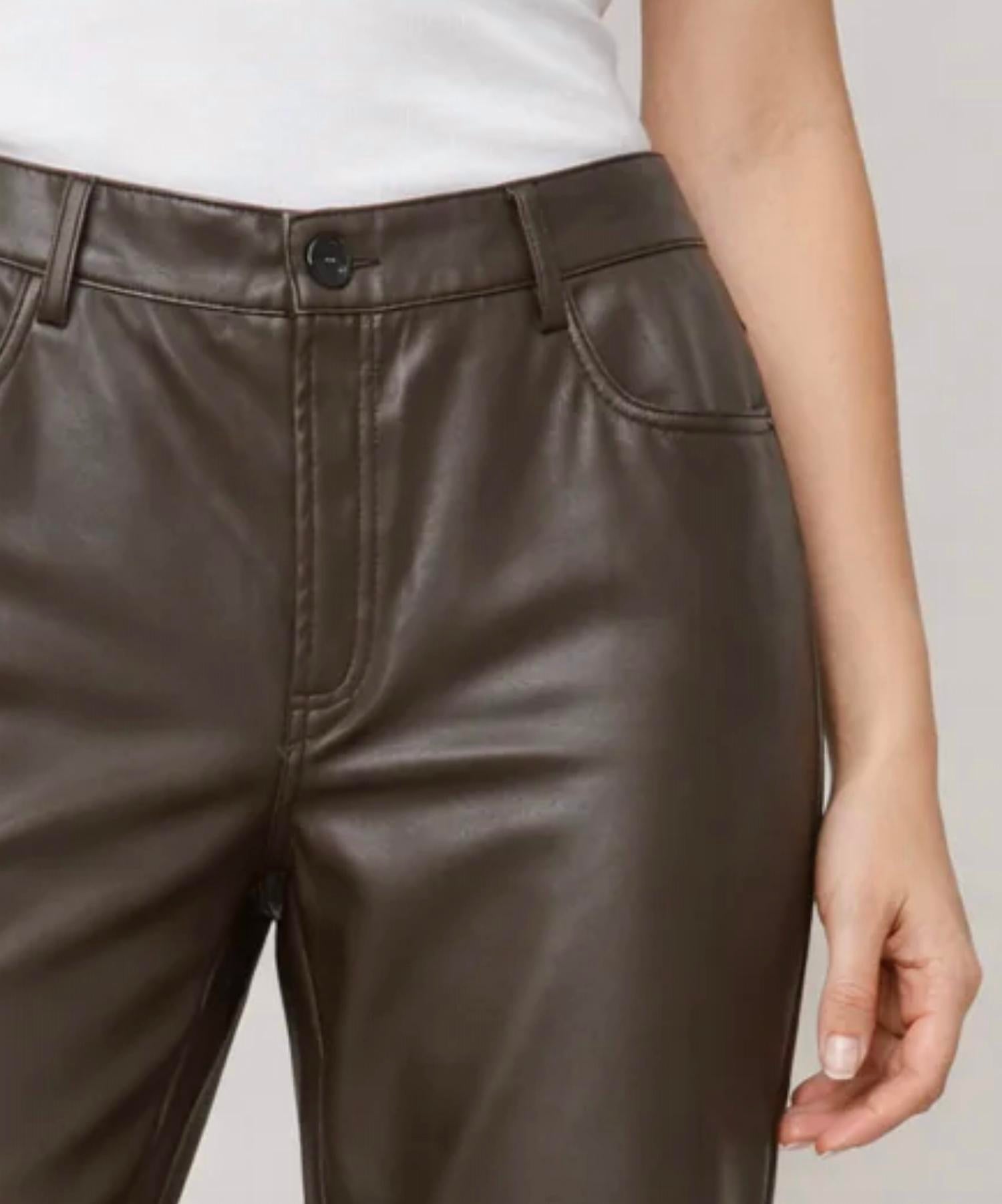 Boho Chic Vegan Leather Pants in brown - women's pants - alternate view