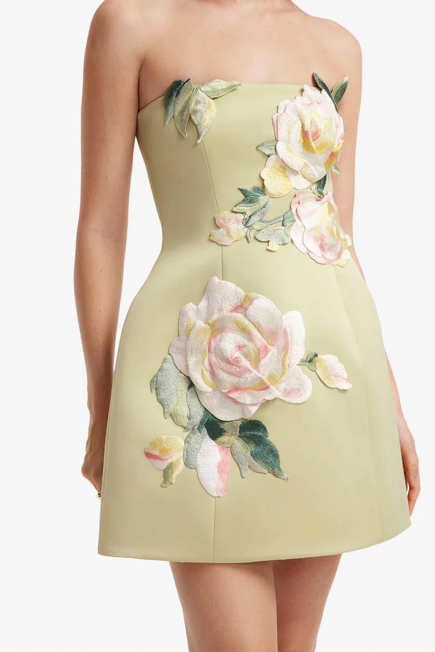 Leo Lin - Roselle Embroidered Bustier Mini Dress