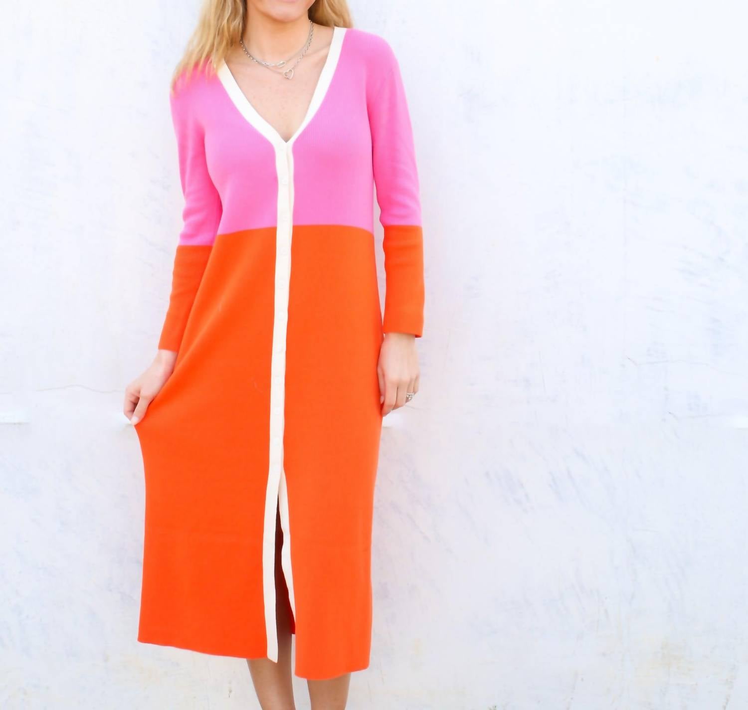 Vilagallo - Knitwear Serena Bicolor Long Cardigan