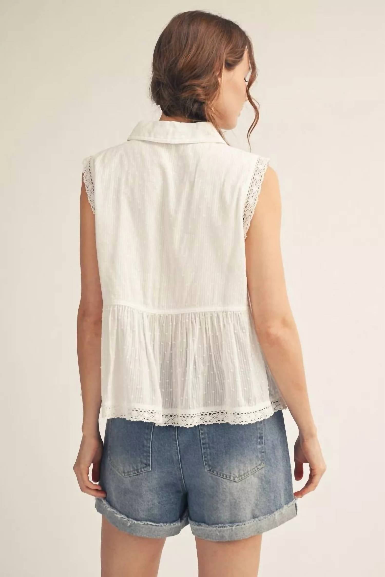 Jodifl - Women's Sweet Lace Darling Peplum Top