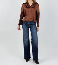 MELISSA NEPTON Tina Polo Top in brown - women's blouse - detail view