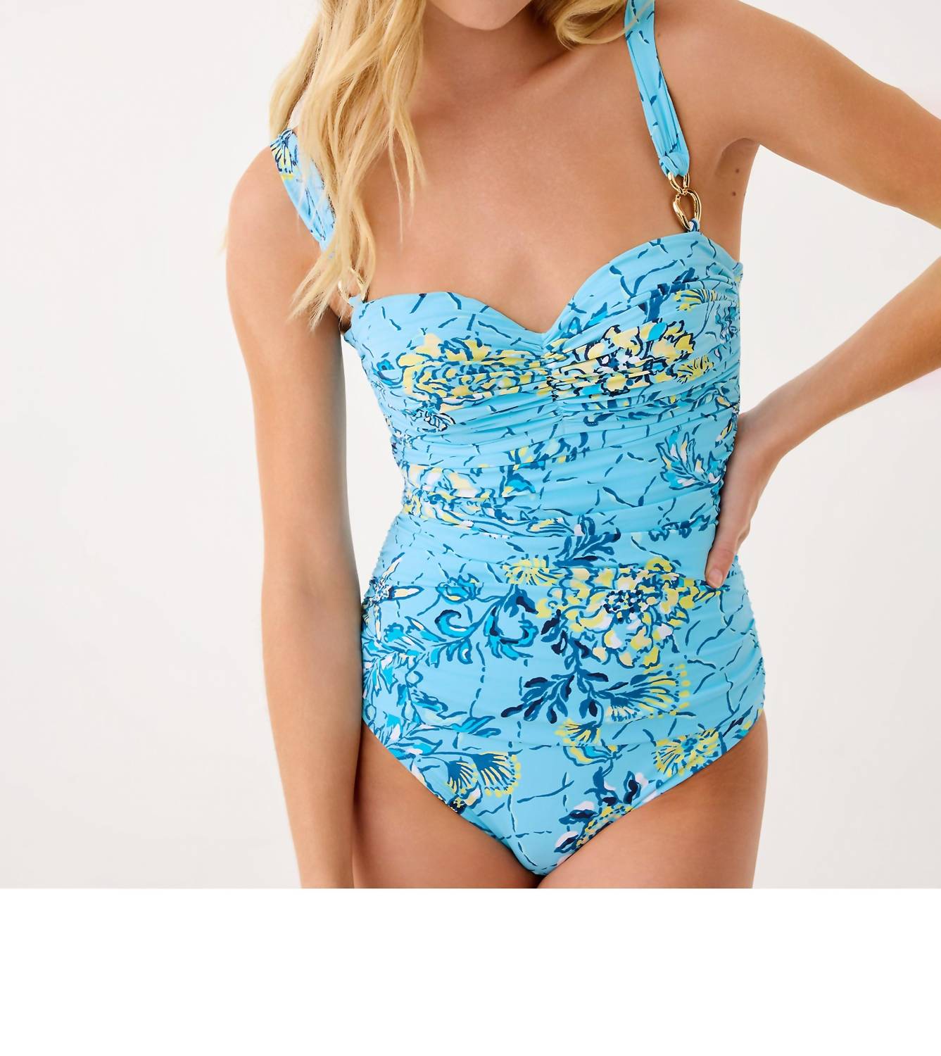Lilly Pulitzer Solaria One Piece in bellevue blue breakers beach - women's swimwear - alternate view