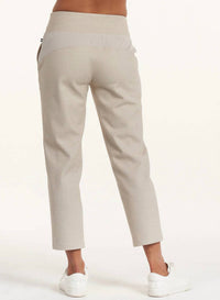 THRIVE SOCIETE Quinn Rib Trim Trouser in stone - women's pants - detail view