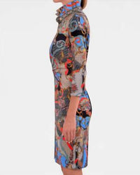 GRETCHEN SCOTT Twist & Shout Ditto Dress in tan periwinkle orange - women's dress - view 4