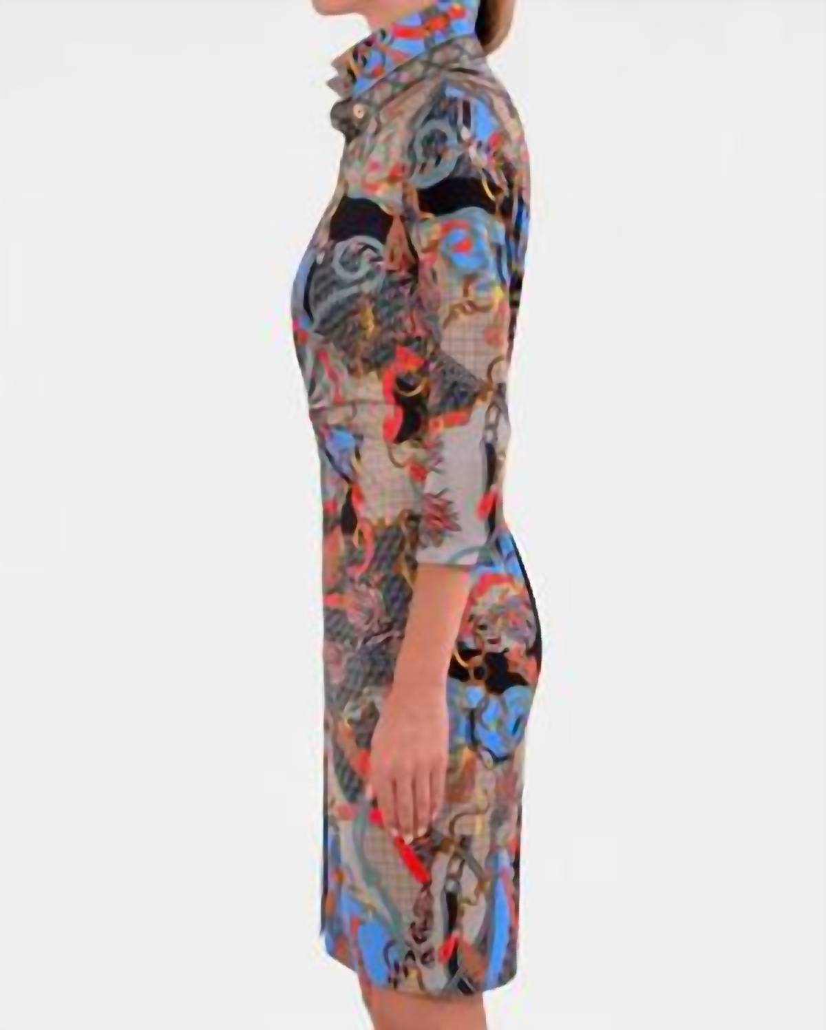 GRETCHEN SCOTT Twist & Shout Ditto Dress in tan periwinkle orange - women's dress - view 4