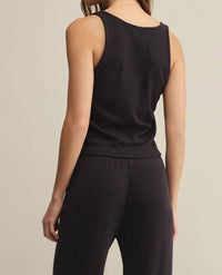 Z Supply Starry Eyed Tank in black sand - women's tank top - detail view