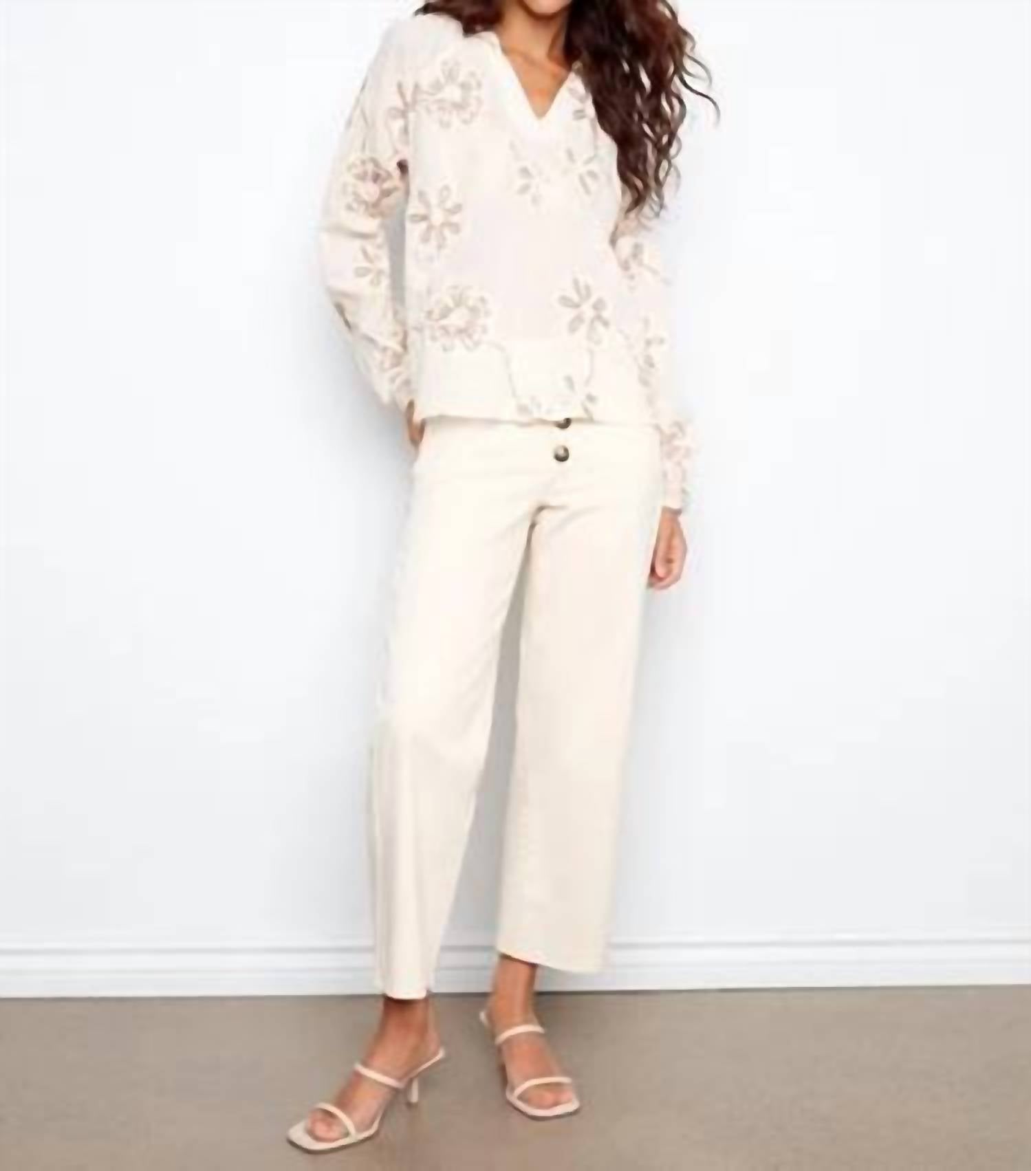 Charlie B - Embroidered Cotton Popover Blouse