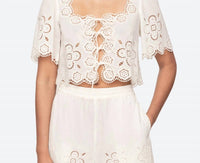 Sea - Babette Eyelet Tie Front Top