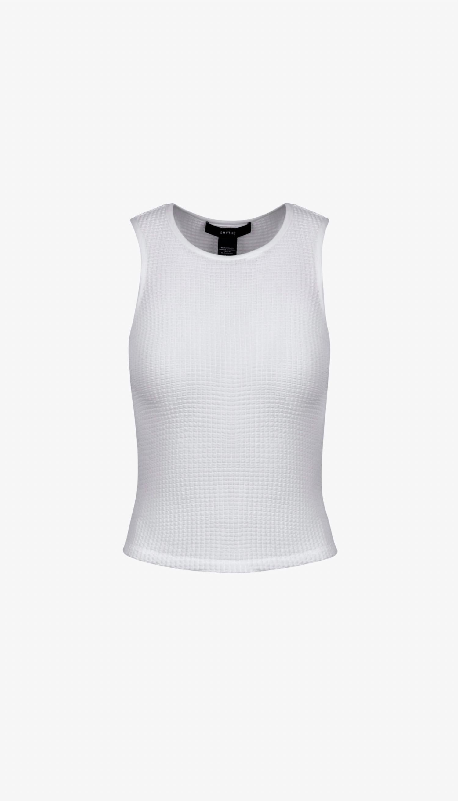 Smythe Muscle Rib Tank in white - women's tank top - alternate view