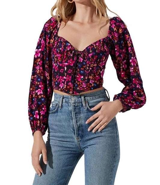 Astr - Edwina Corset Long Sleeve Crop Top