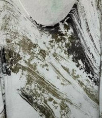 600 West Women Painted Scoop Neck Pull On Sweater in white gold black - women's sweater - detail view