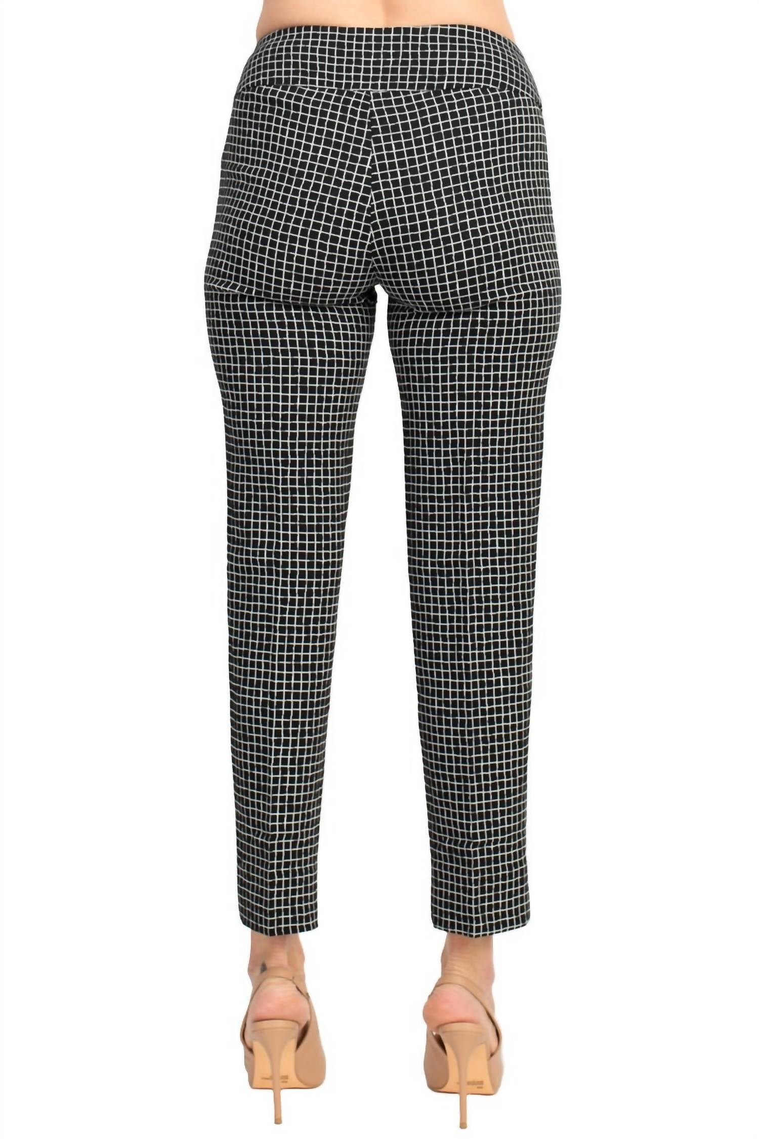 Zac & Rachel - Irregular Mini Square Print Fitted Pants