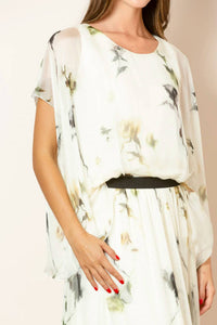 Jessie Liu - Printed Silk Drape Blouse