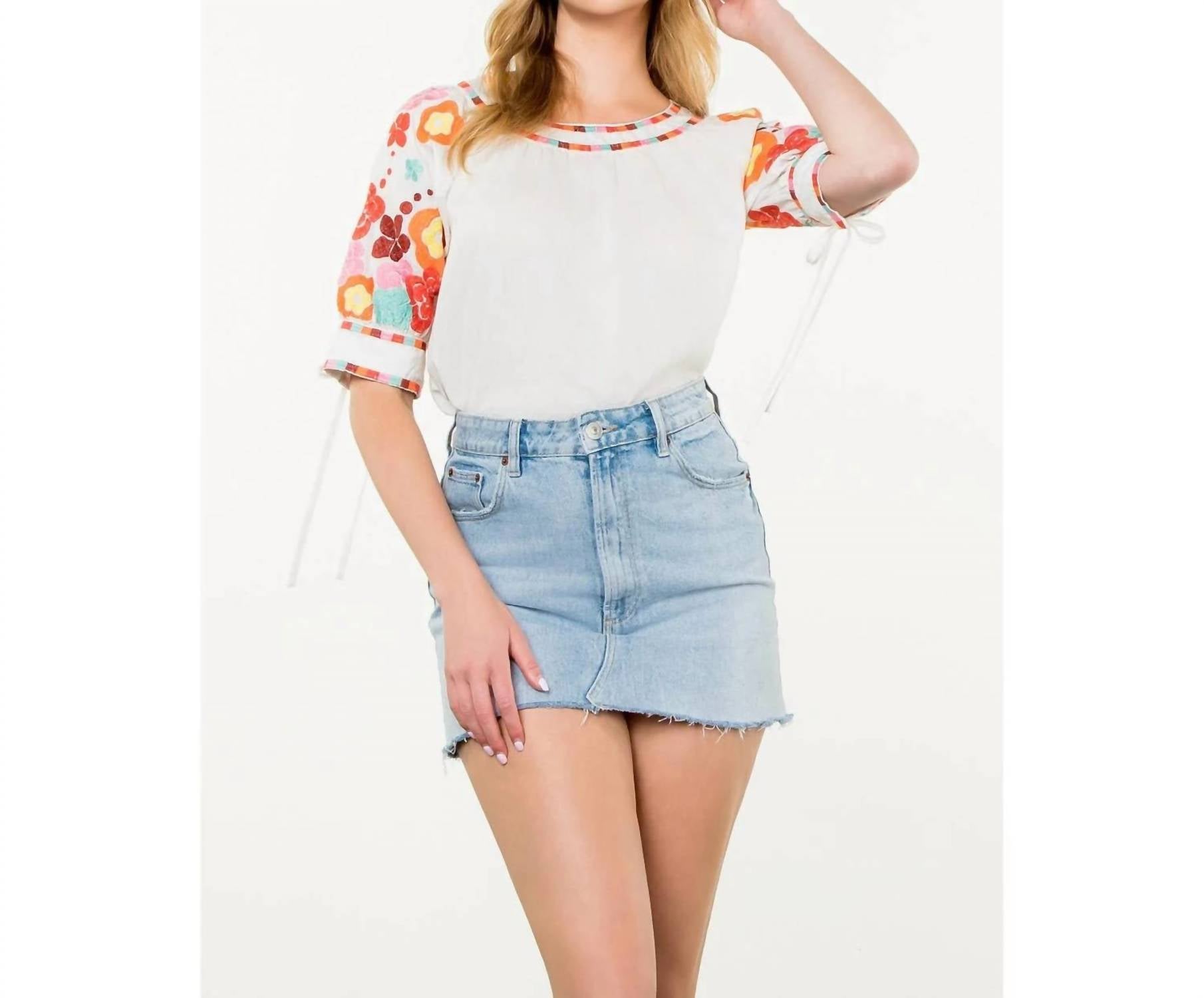Thml - Women's Embroidered Puff Sleeve Top