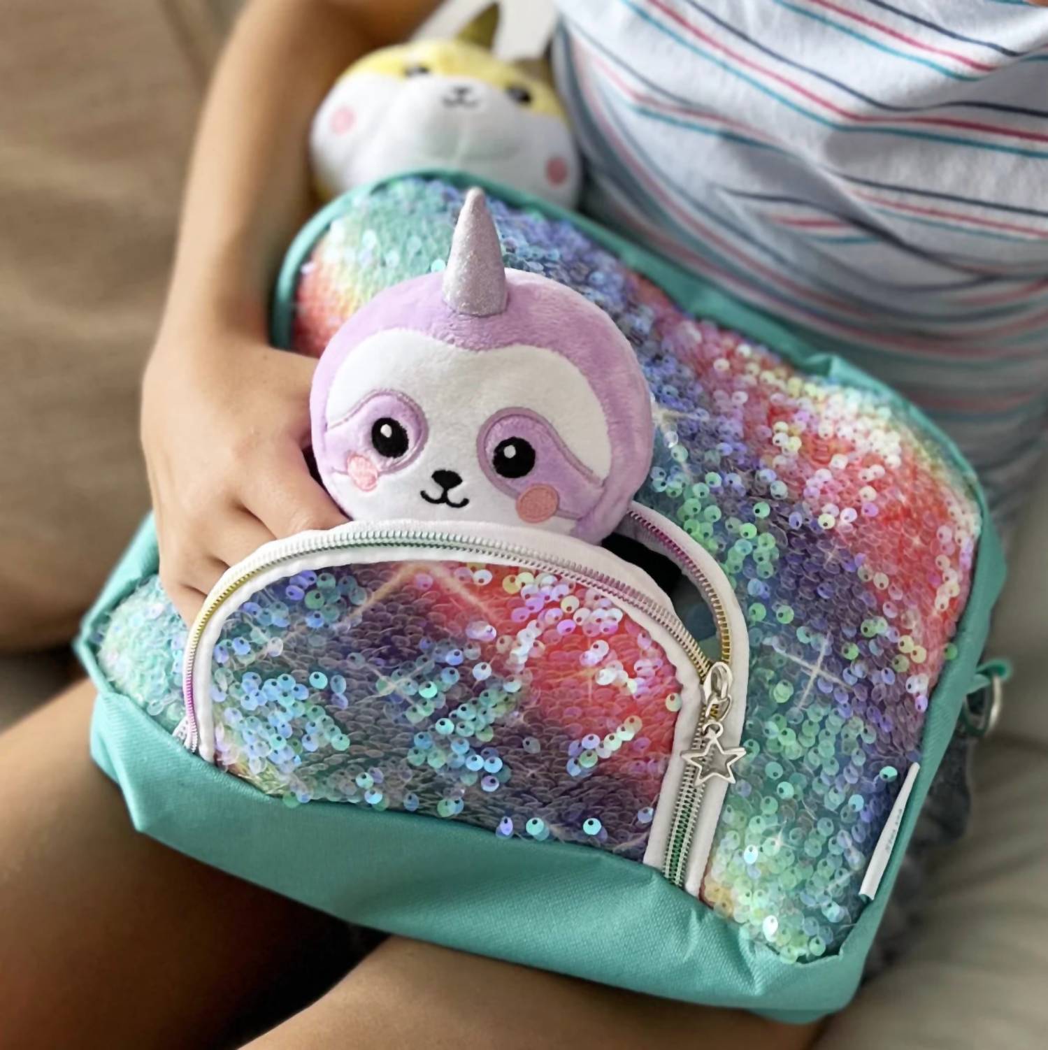 Pomkinz - Kid's Rainbow Unicorn Set With Sequin Carry Case
