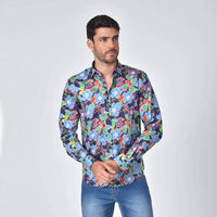 Eight X - Floral Patchwork Print Button Down Shirt