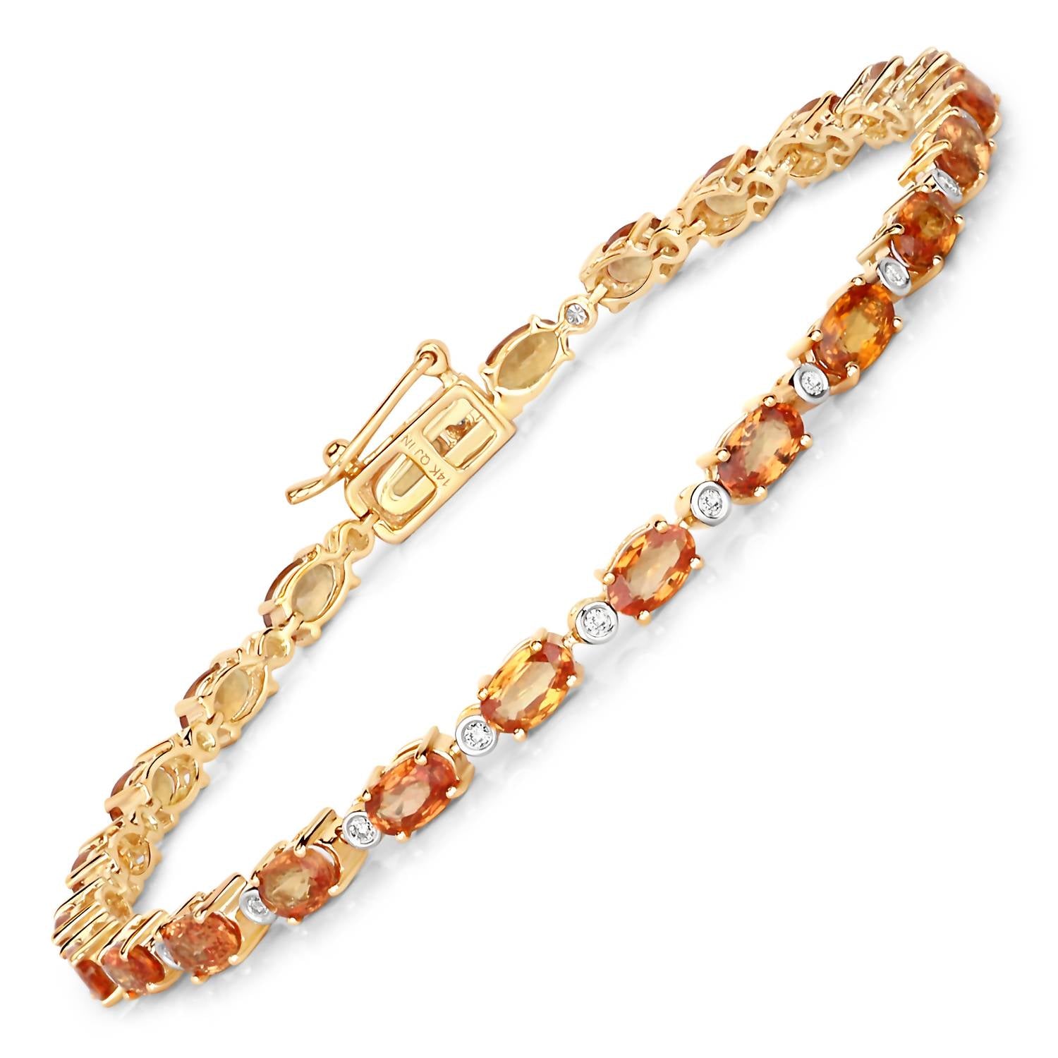 Diana M Jewels Women's Oval Natural Sapphire Bracelet (7.39 Ct) - Elegant Plus in 14k yellow gold - women's jewelry - detail view
