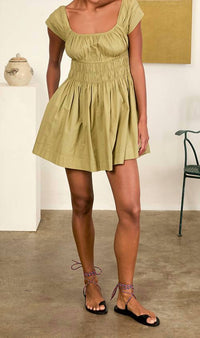 CIAO LUCIA Abella Cotton Mini Dress in khaki - women's dress - view 4