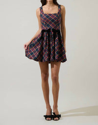 Sugarlips - Plaid Bow Mini Dress