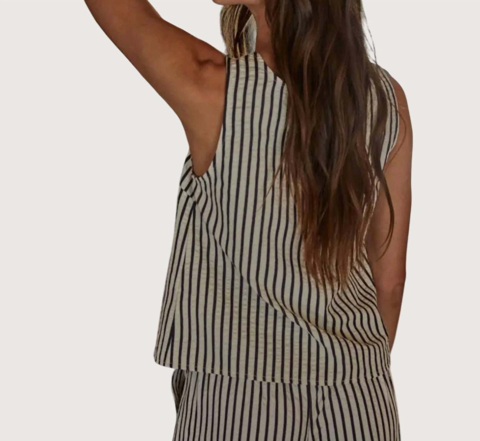 By Together - Nikola Striped Open Front Tie Top