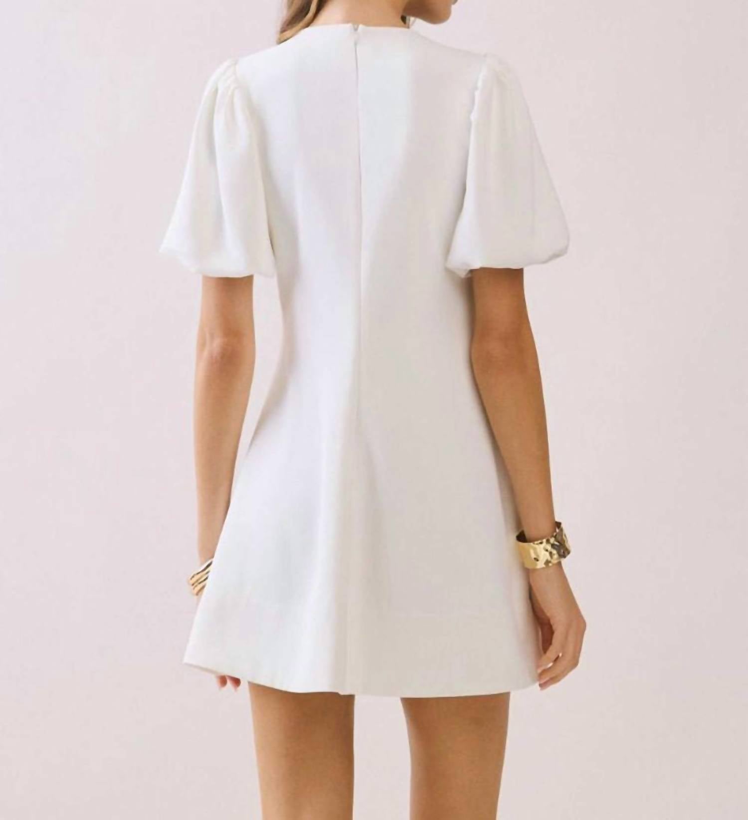 TCEC Pleated A-line Dress in white - women's dress - alternate view