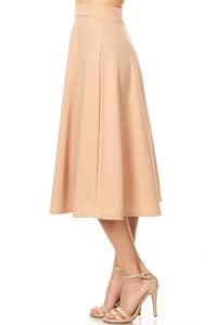 Moa Collection - Women's Solid Basic Casual Midi Skirt