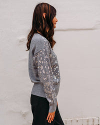Charlie B - Drop Shoulder Sequined Crew Neck Sweater
