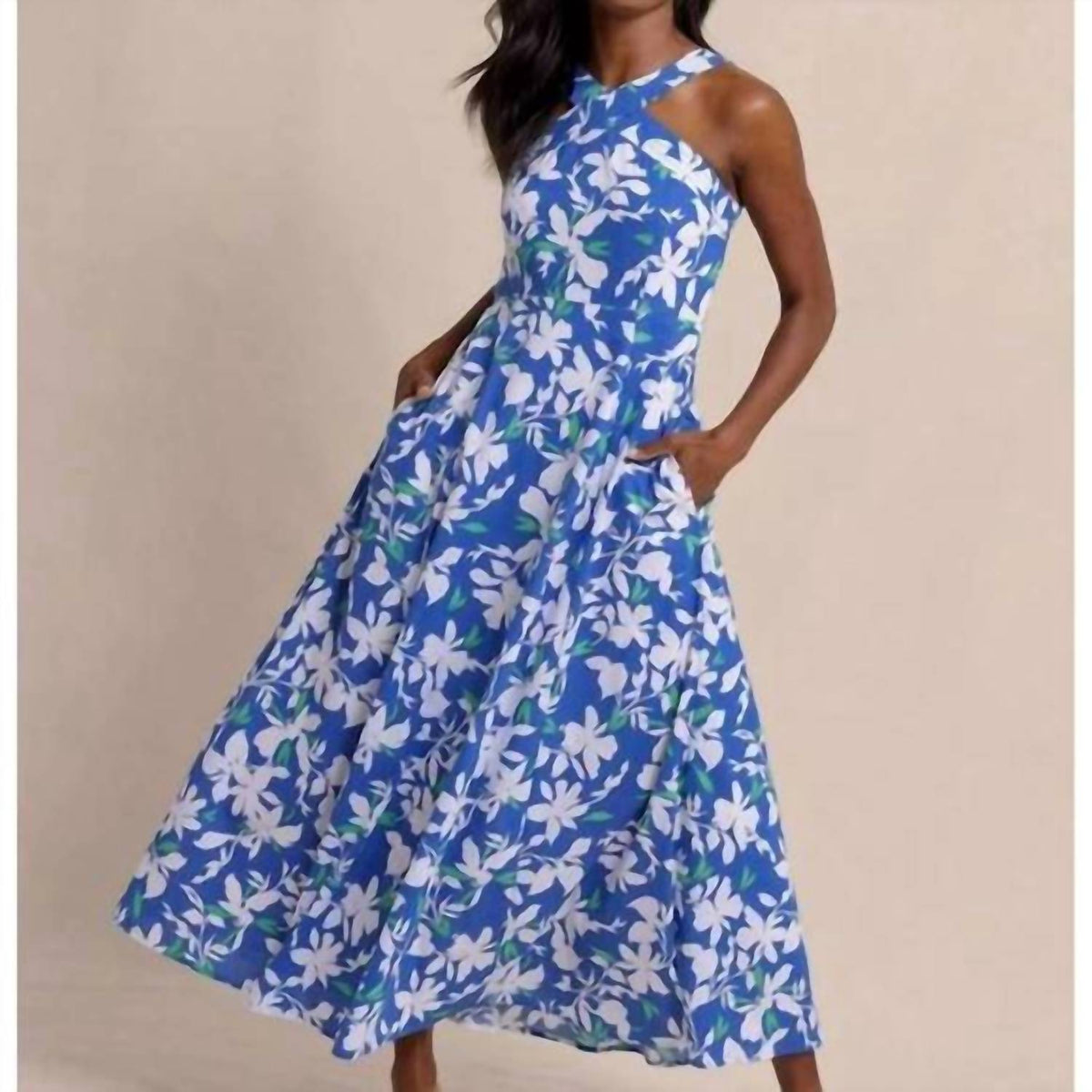 SOUTHERN TIDE Anniston Blossom Bay Maxi Dress in blue lolite - women's dress - detail view