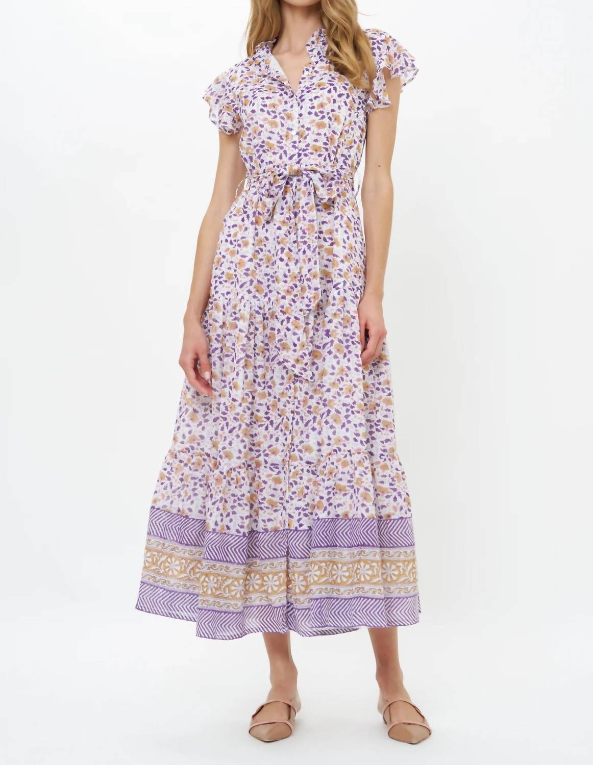 Oliphant - Ruffle Collar Button Maxi Dress