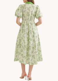 Entro - Puff Sleeve Cotton Midi Dress