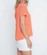 Renuar Harbor Breeze Knit Top in sorbet - women's t-shirt - alternate view