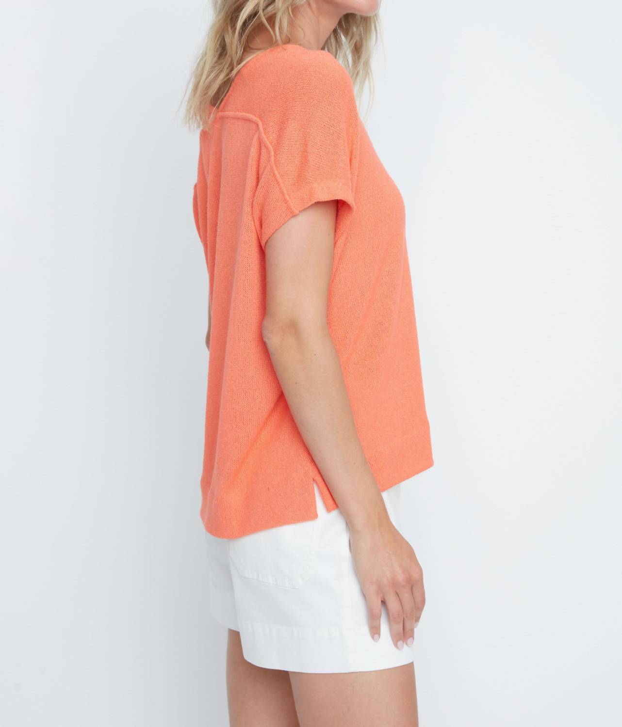 Renuar Harbor Breeze Knit Top in sorbet - women's t-shirt - alternate view