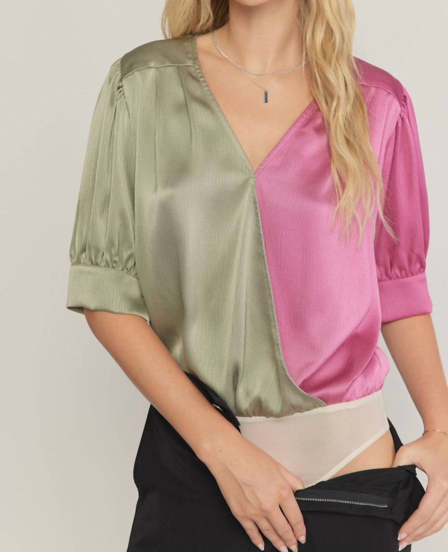 Entro - Satin Colorblock Bodysuit