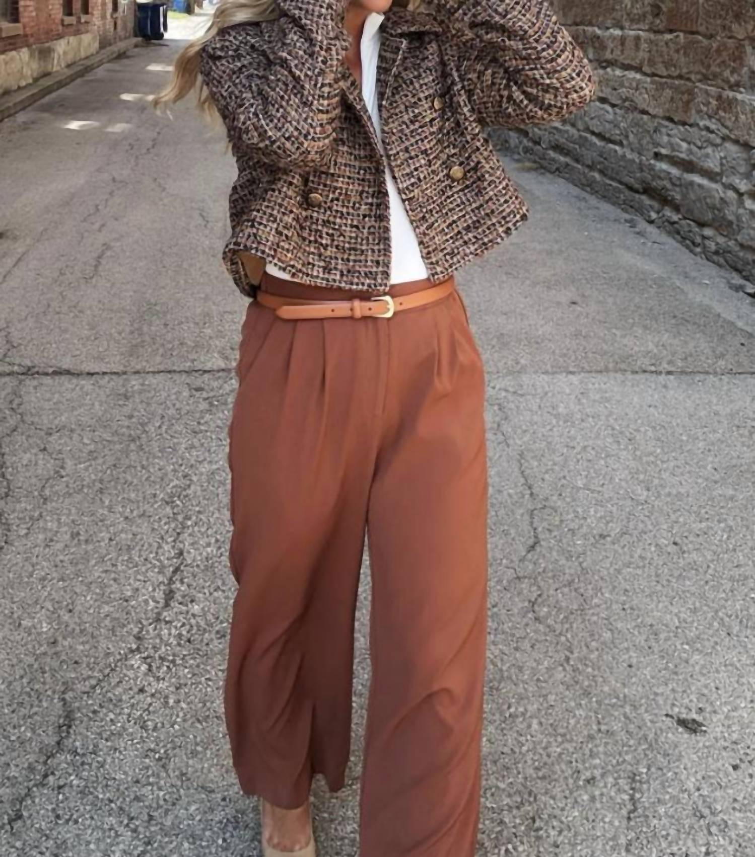 Sadie & Sage - Latte Pleated Pants
