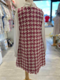 Abel & Lula Girl's Pinafore Dress in rosella pink - kids' dress - detail view