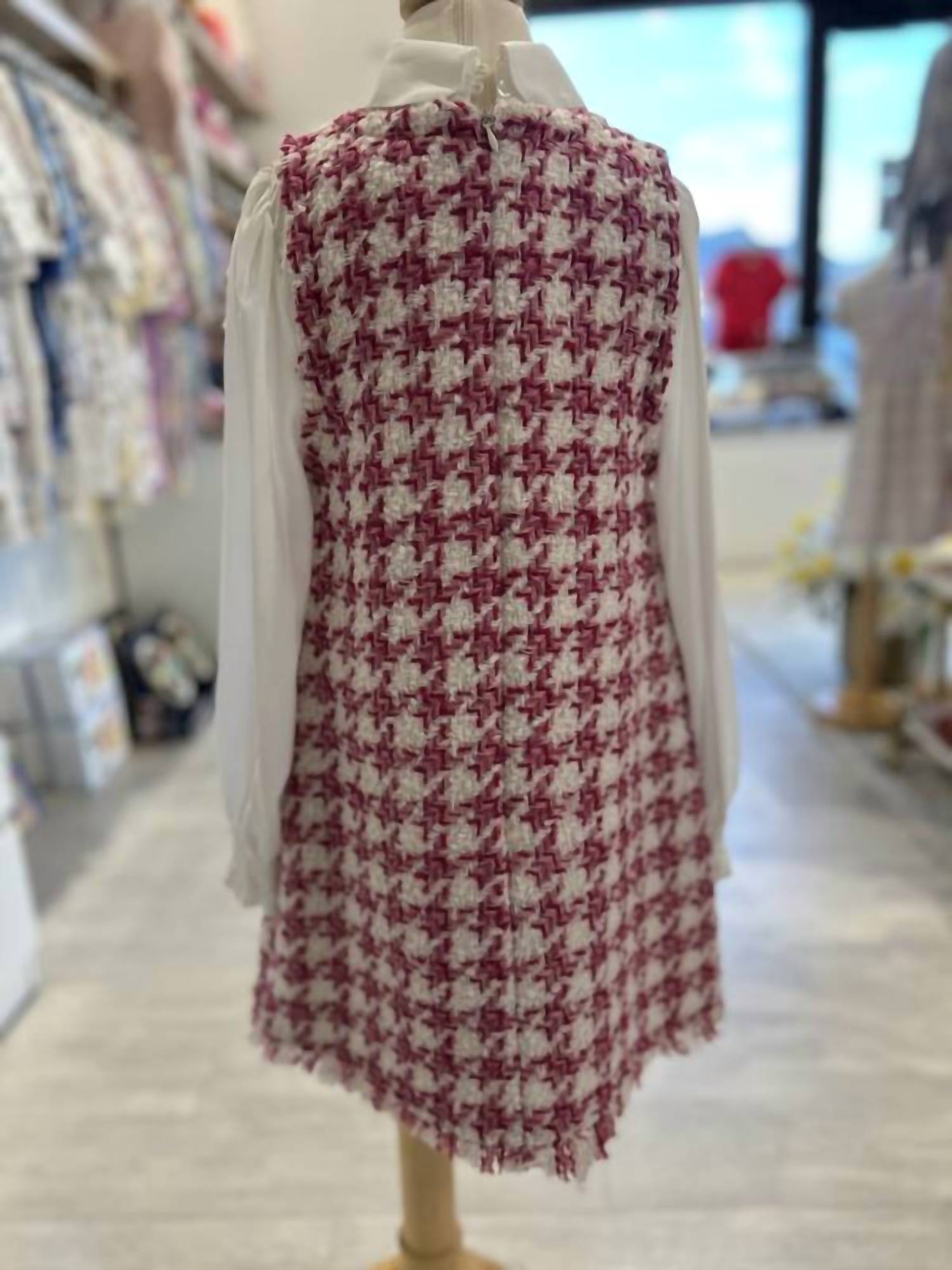Abel & Lula Girl's Pinafore Dress in rosella pink - kids' dress - detail view