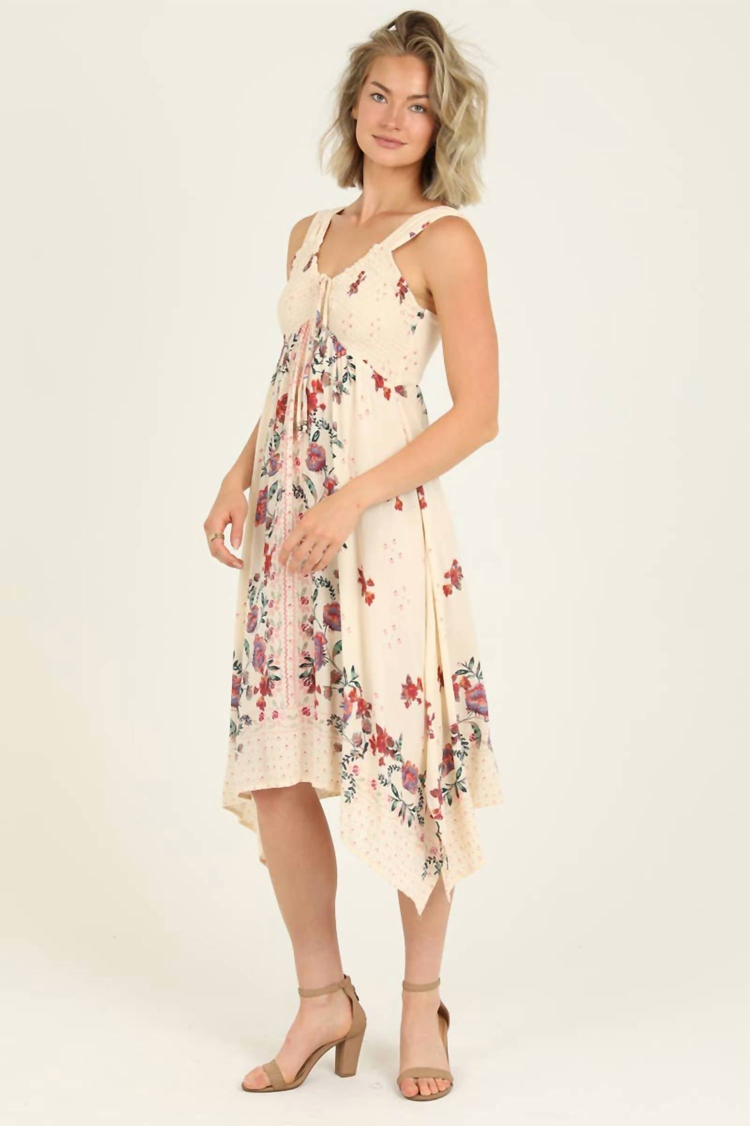 ANGIE Sleeveless Printed Midi Dress in ivory - women's dress - alternate view
