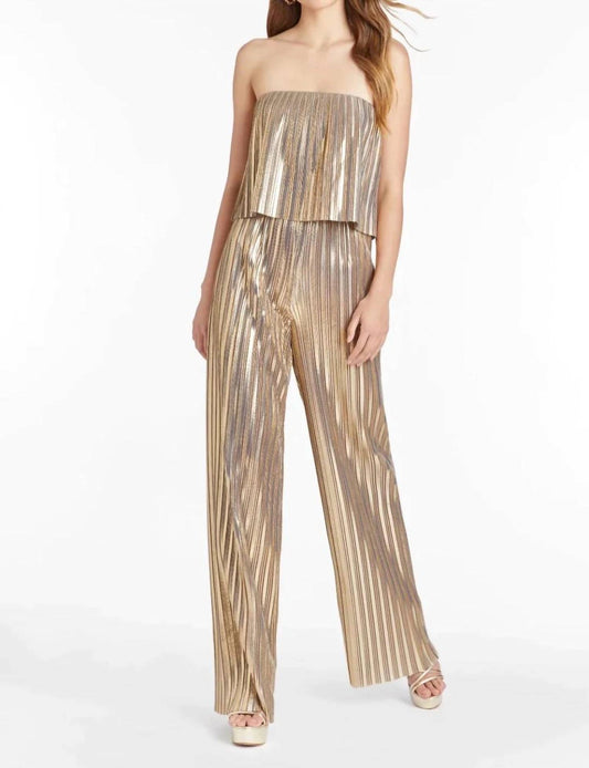 Amanda Uprichard - Collina Metallic Strapless Jumpsuit