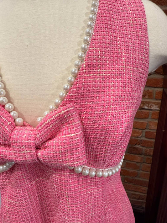 Voy - Pearl Bow Tweed Dress