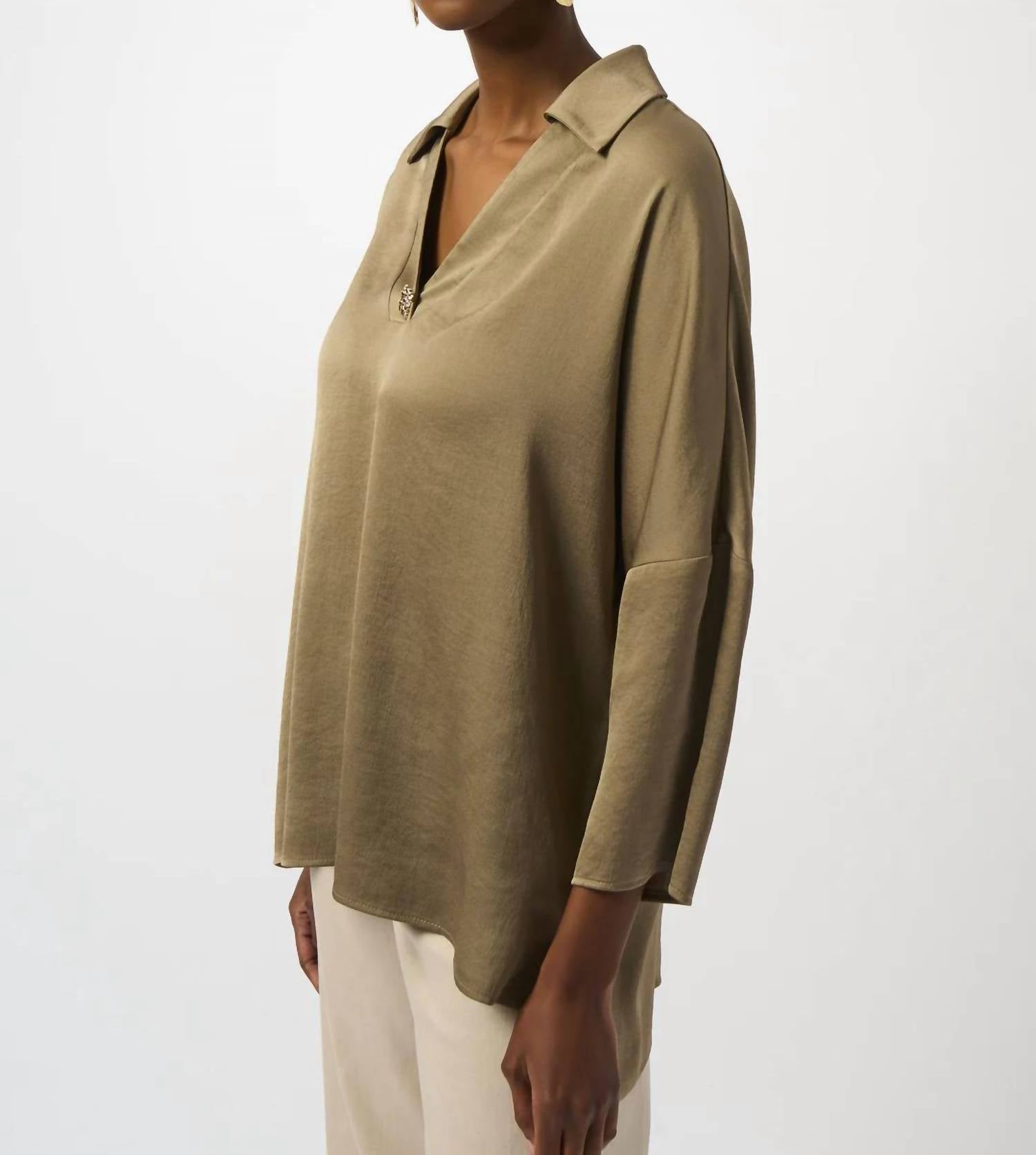 Joseph Ribkoff - V-neck Collar Long Sleeve Top