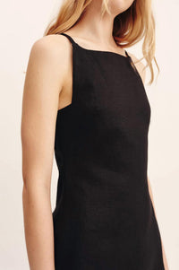 POSSE Neve Linen Mini Dress in black - women's dress - alternate view