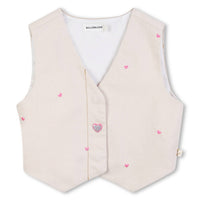 Billieblush Girls' All Over Embroidered Heart Vest in light beige - kids' tank top