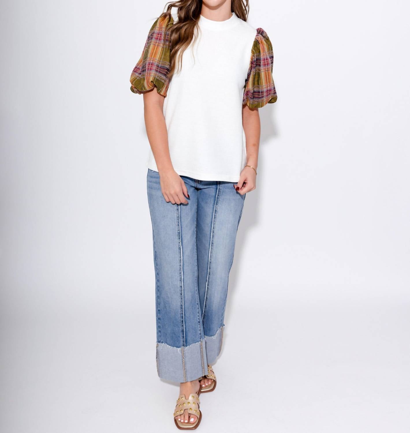 Thml - Plaid Perfection Puff Sleeve Top