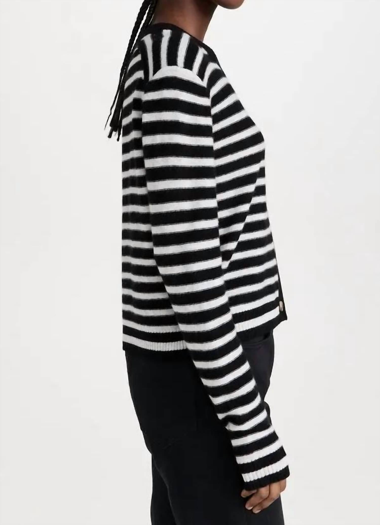 Atm - Wool Cashmere Stripe Cropped Cardigan