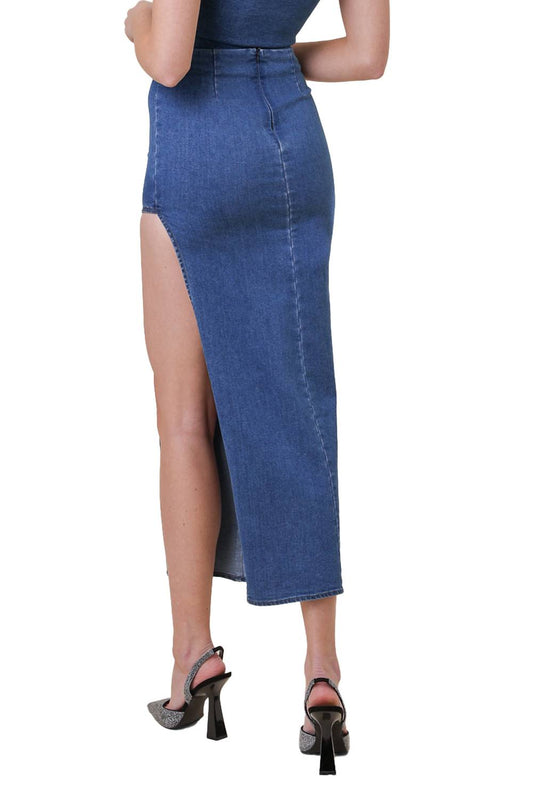 Line And Dot - Joey Denim Maxi Skirt With Cutout Detail