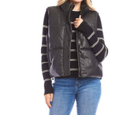 Karen Kane Faux Leather Quilted Puffer Vest in black - women's jacket