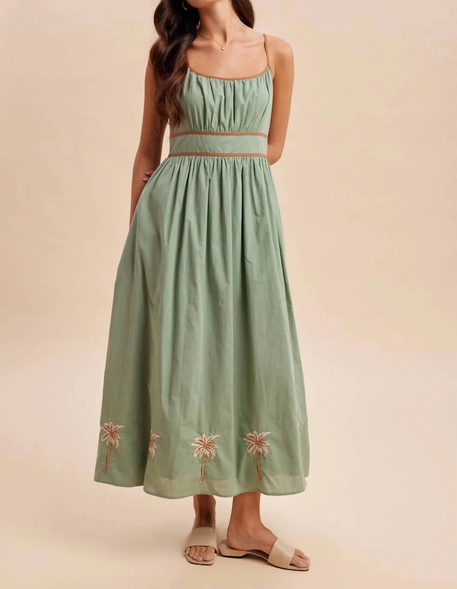 In-Loom - Embroidered Contrast Sleeveless Maxi Dress