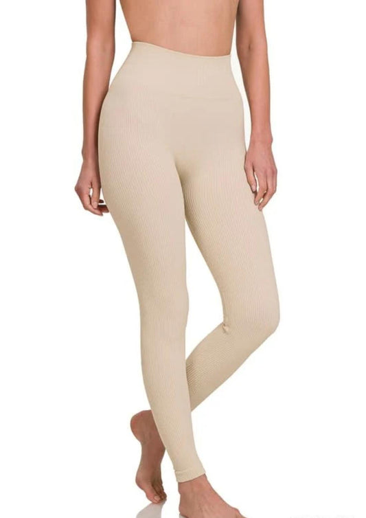 Zenana - Ribbed Seamless High Waisted Legging