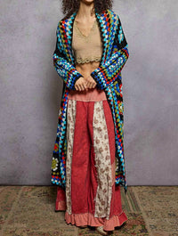 POL Long Sleeve Crochet Cardigan in black multi - women's cardigan